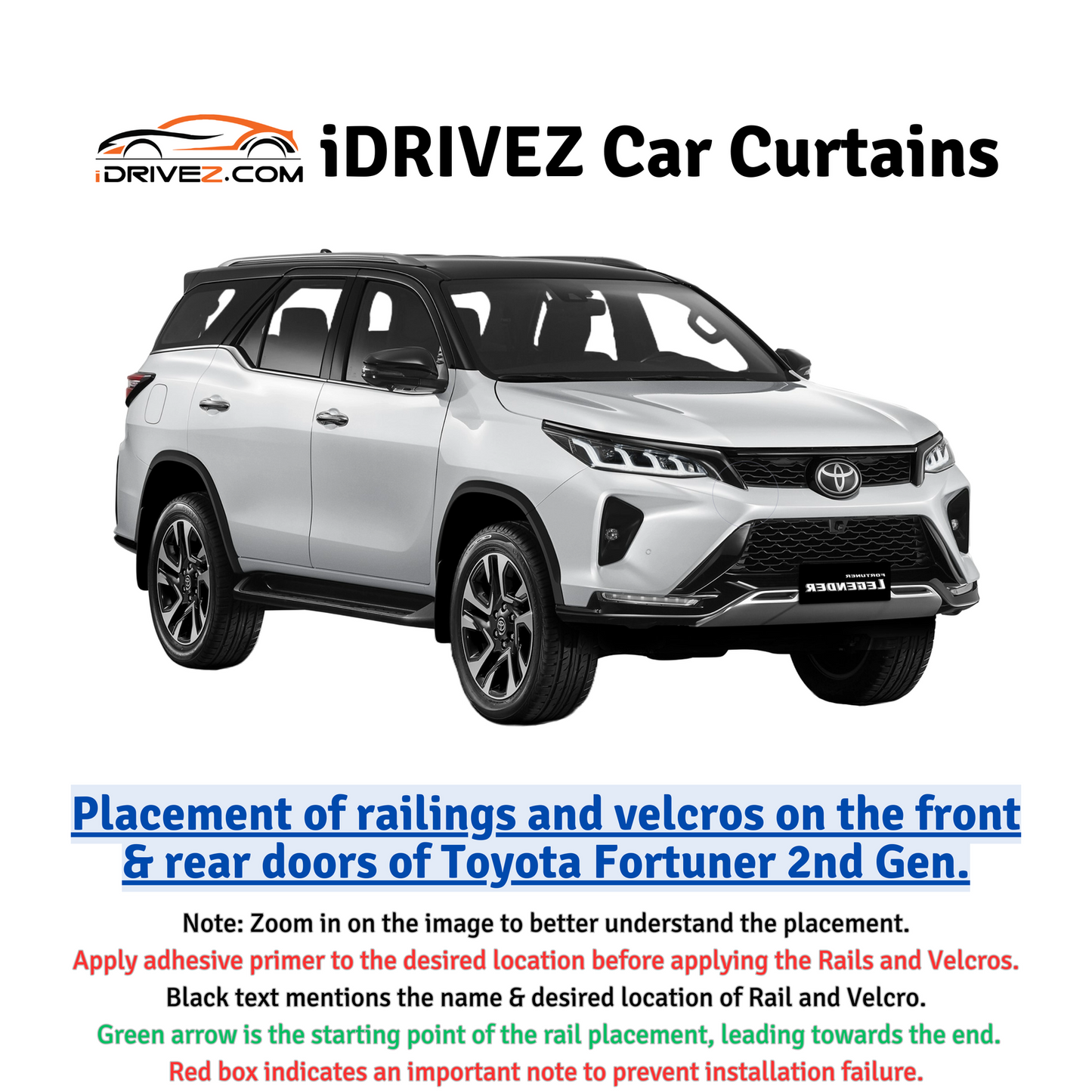 Toyota Fortuner 2nd Car Curtains (2016/2023)