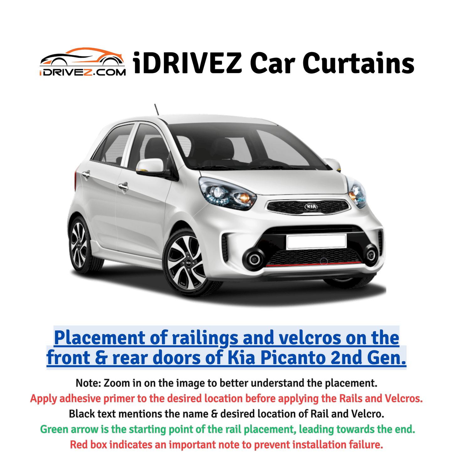 Kia Picanto 2nd Car Curtains (2019/2023)