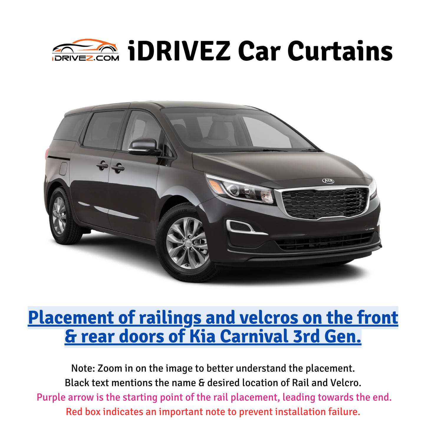 Kia Carnival 1st Car Curtains (2018/2021) 4 Windows