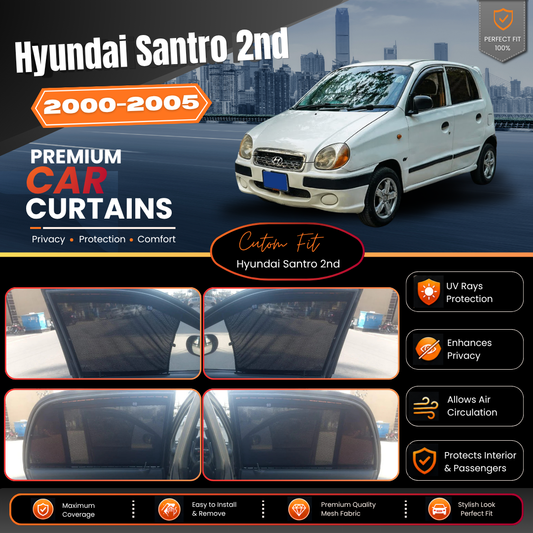 Hyundai Santro 2nd 2000 to 2005 car curtains
