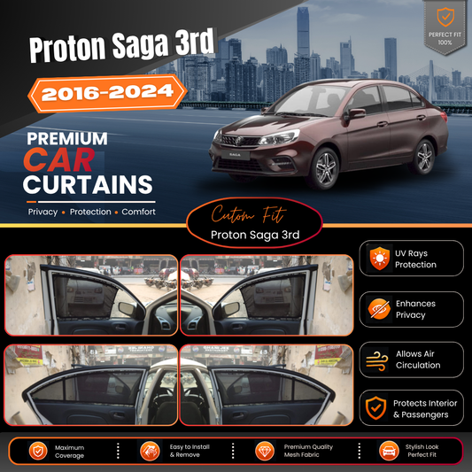 Proton Saga 3rd Car Curtains (2016/2024)