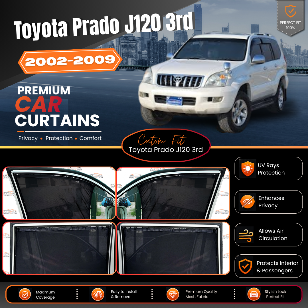 Toyota Prado J120 3rd Car Curtains (2002/2009)